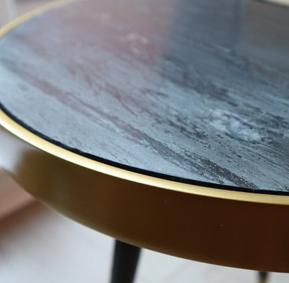 Table d'appoint ronde en marbre noir Gallieni 