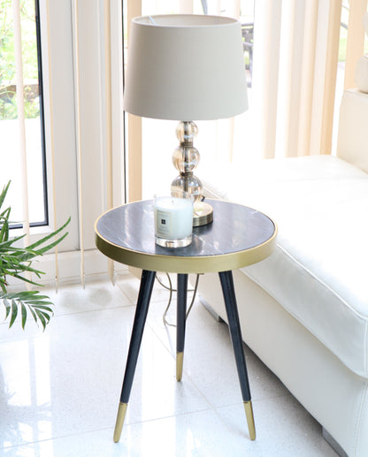 Table d'appoint ronde en marbre noir Gallieni 