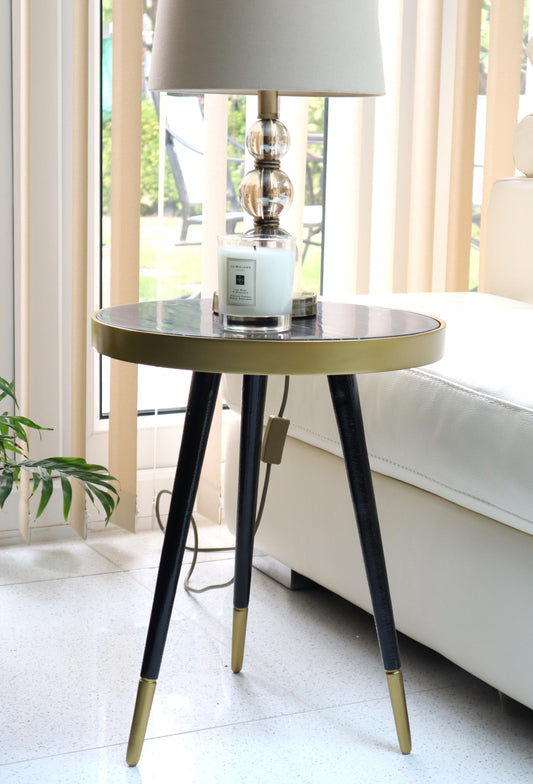 Table d'appoint ronde en marbre noir Gallieni 