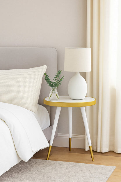 Table d'appoint ronde en marbre blanc Gallieni 