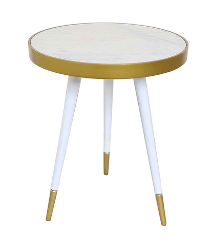 Table d'appoint ronde en marbre blanc Gallieni 