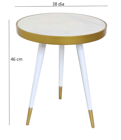 Table d'appoint ronde en marbre blanc Gallieni 