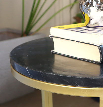Table d'appoint Gabriella, marbre noir 