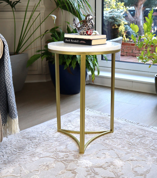 Table d'appoint Gabriella, marbre blanc 