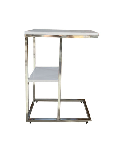 Table d'appoint Bellini en forme de C avec étagère - Blanche 