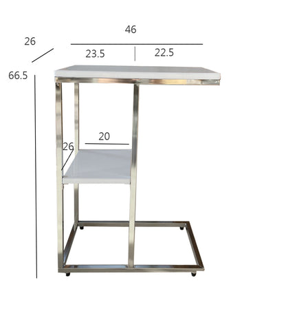 Table d'appoint Bellini en forme de C avec étagère - Blanche 
