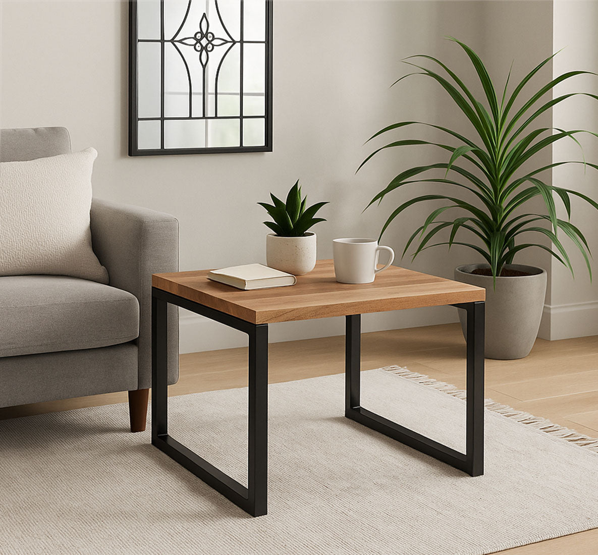 Table basse/table d'appoint Mala en bois d'acacia massif (50x50x35 cm)