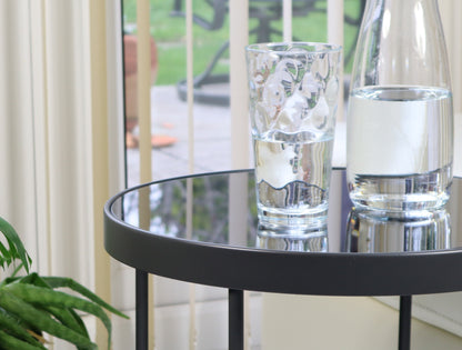 Table d'appoint/de chevet ronde en verre Fino (42,5 cm de diamètre x 46 cm, miroir anthracite/gris)