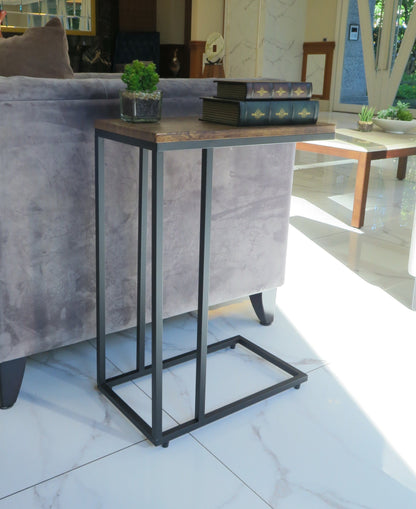 Table d'appoint Bellini en forme de C / Table de canapé (Vintage / Noir) 