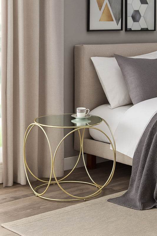 Table d'appoint/table de chevet Gatsby - Plateau miroir 