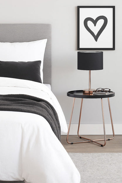 Table d'appoint ronde Sasha, plateau style plateau, noir/cuivre 