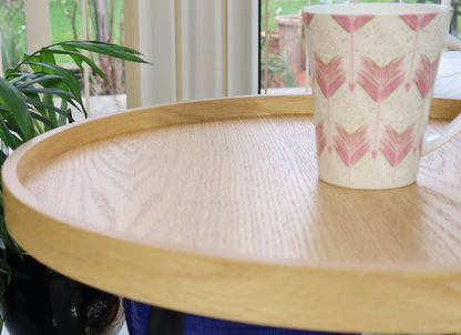 Table d'appoint ronde Sasha, plateau style plateau, placage chêne/noir 