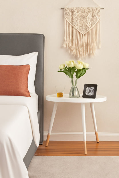 Table d'appoint ronde Olga en bois composite - Blanche