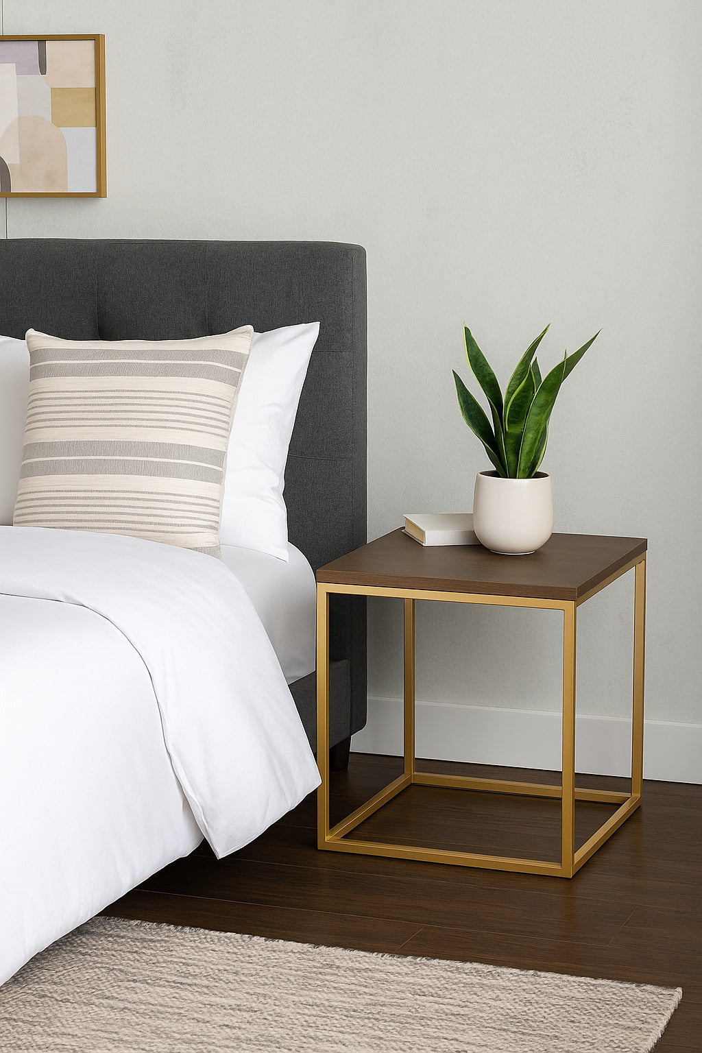 Table d'appoint/table de chevet Regis (Noyer/Or, 45 x 45 x 46 (H) cm)