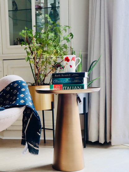 Table d'appoint ronde Klara en métal, bronze