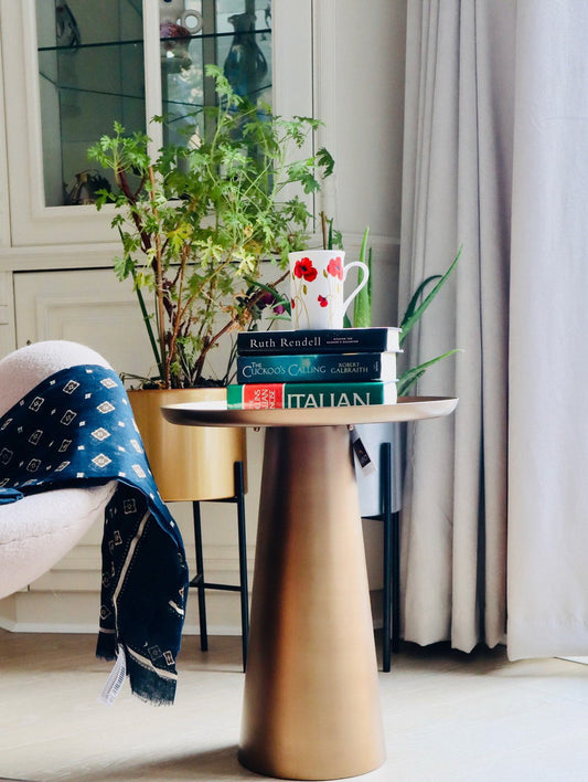 Table d'appoint ronde Klara en métal, bronze