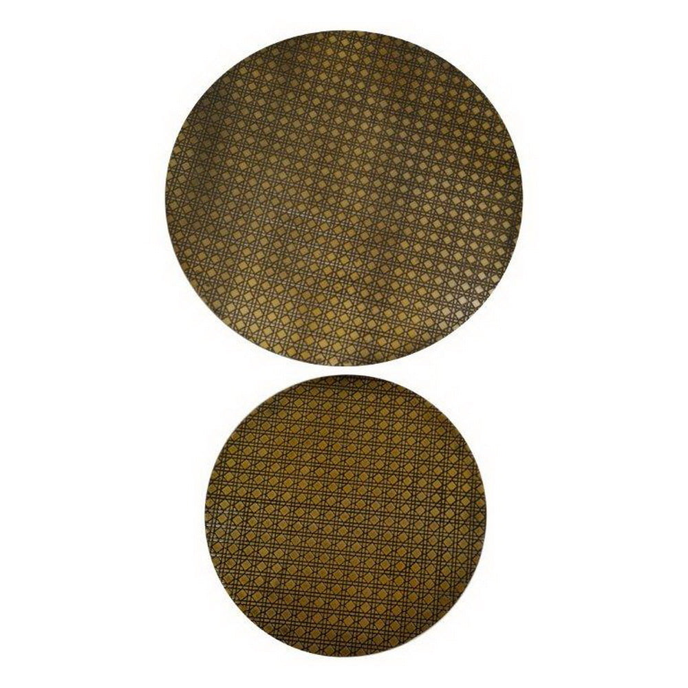 Ensemble de 2 tables gigognes Hiba, plateau à motif nid d'abeille, laiton antique