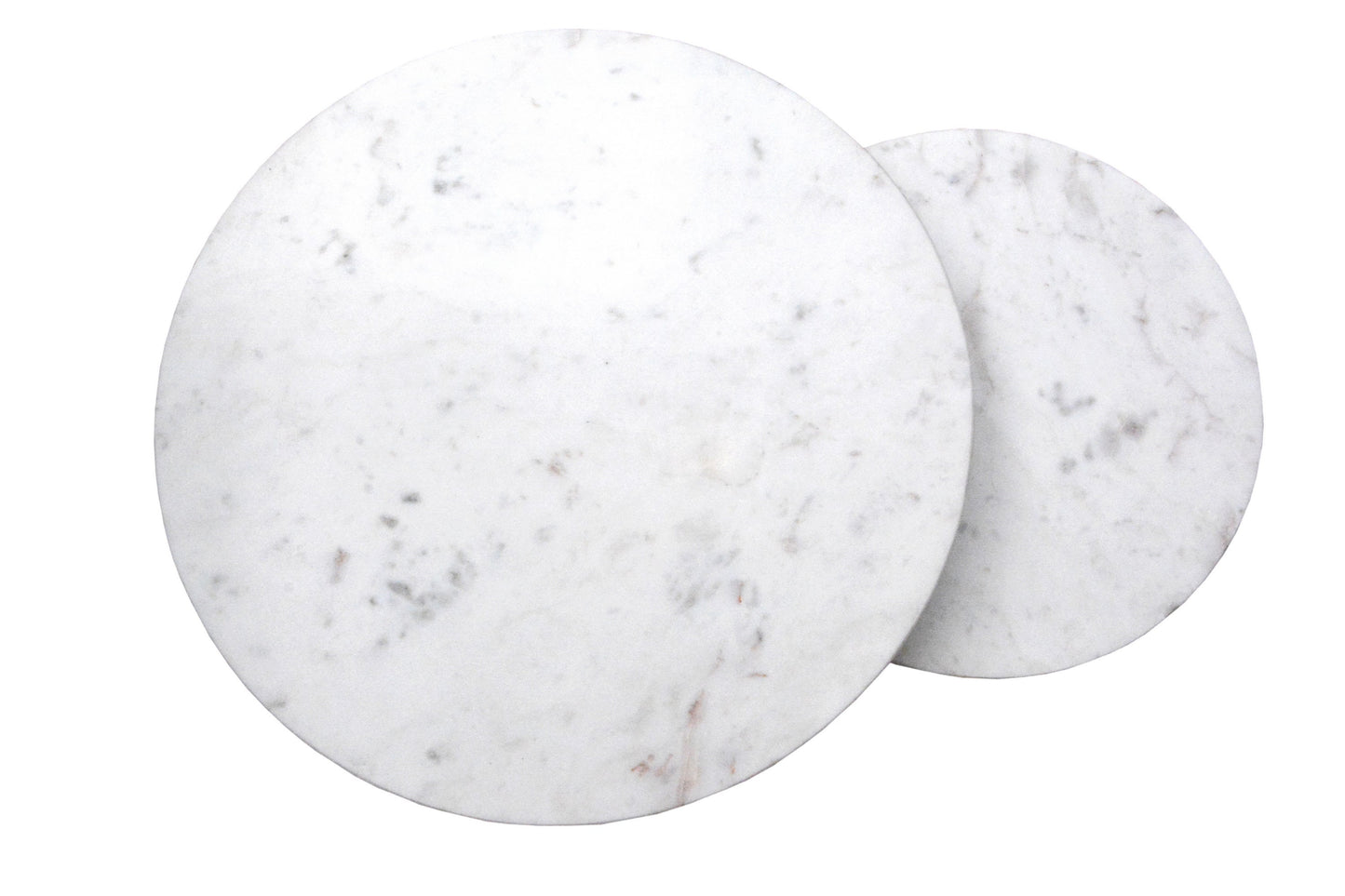 Ensemble de tables gigognes Hiba en marbre blanc avec pieds en métal doré 