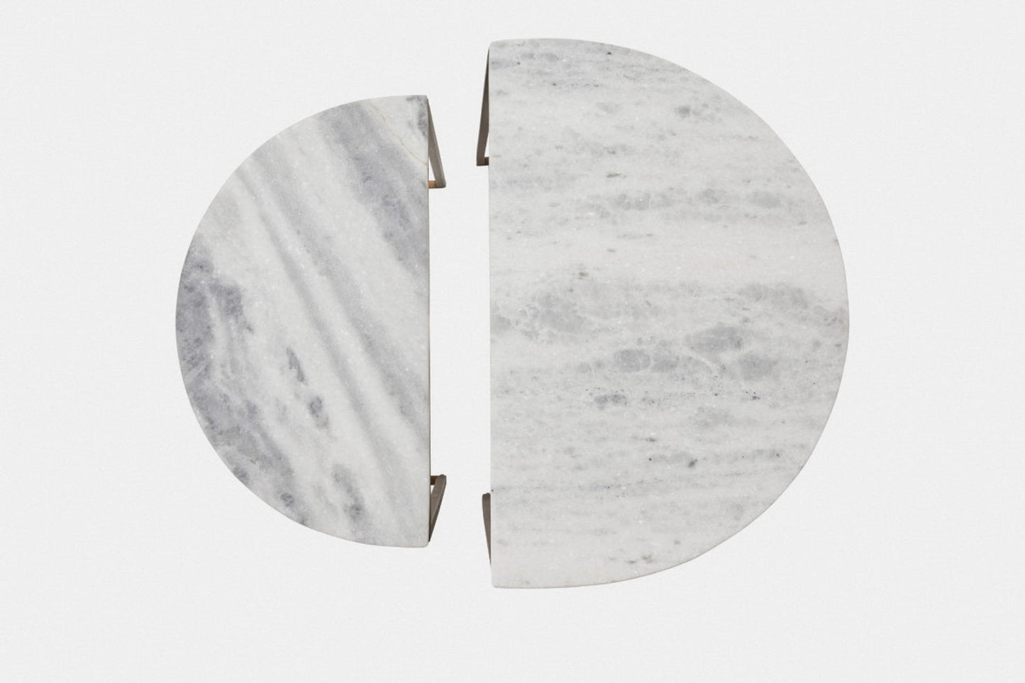 Luxore Demi-Lune Nid de 2 Tables, Marbre Blanc 