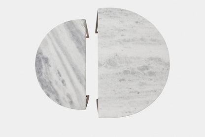 Luxore Demi-Lune Nid de 2 Tables, Marbre Blanc 