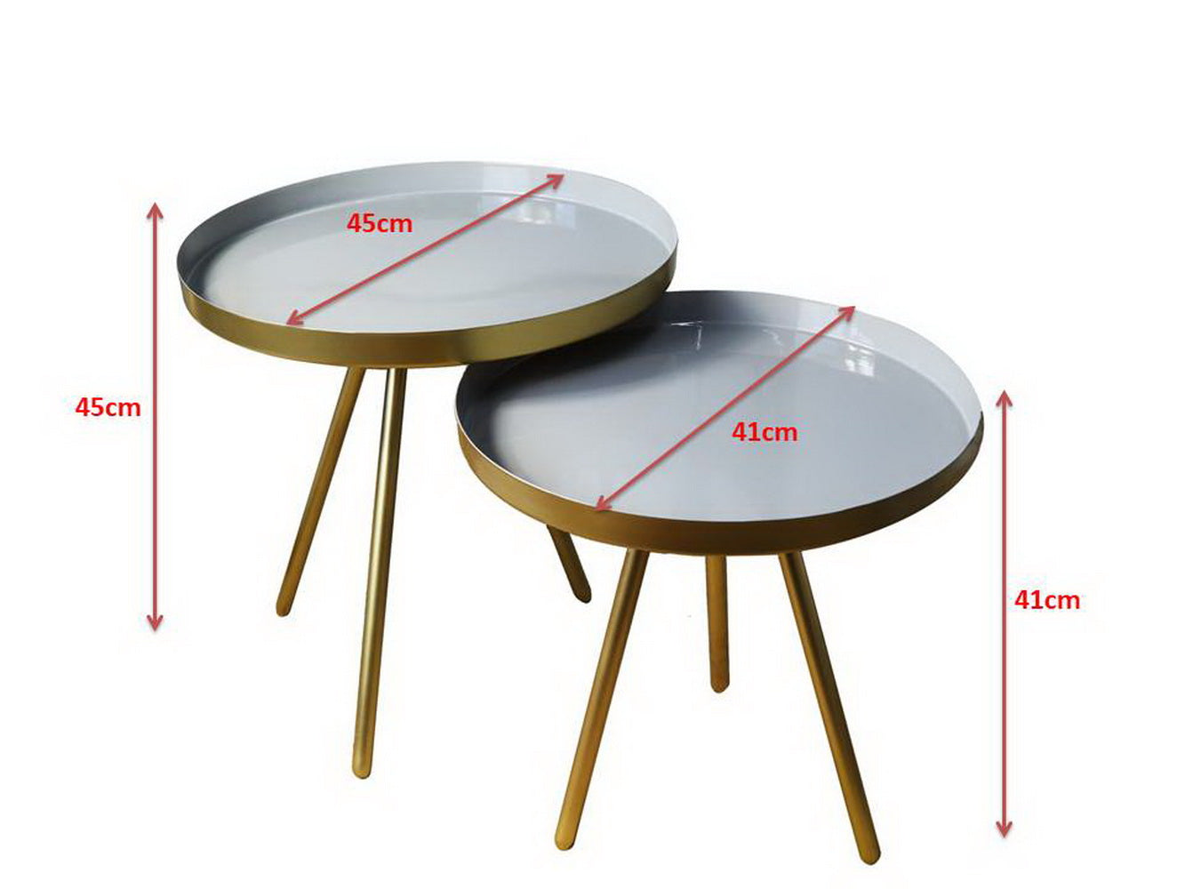 Ensemble de 2 tables gigognes en métal doré et gris Ava 