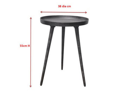 Table d'appoint en métal Maxine Tripods, argent antique