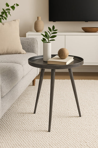 Table d'appoint en métal Maxine Tripods, argent antique