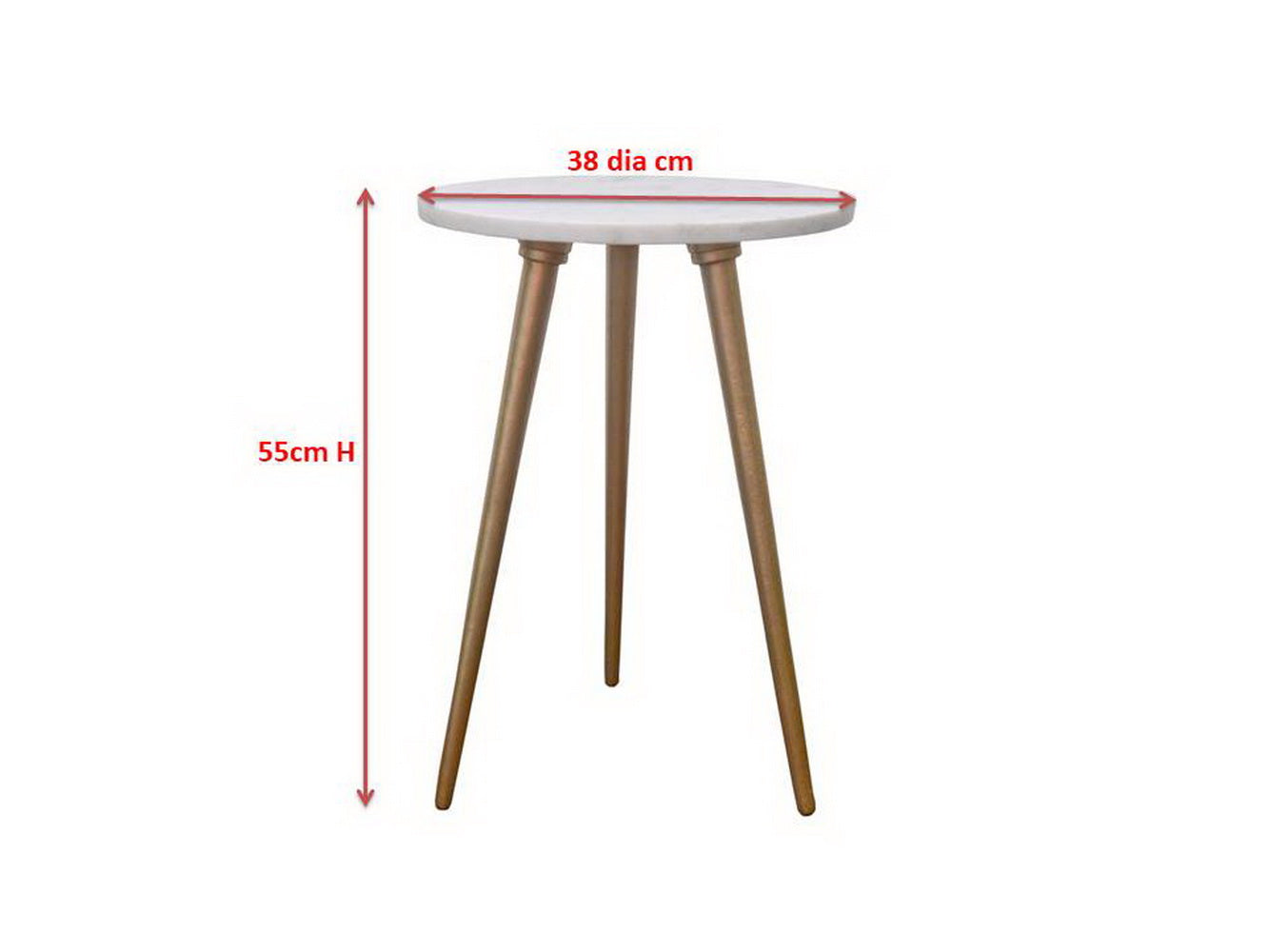 Table d'appoint Maxine Tripods avec plateau en marbre blanc 