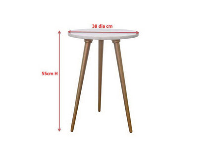 Table d'appoint Maxine Tripods avec plateau en marbre blanc 