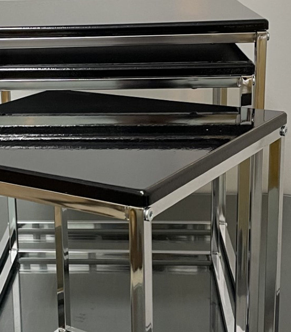 Ensemble de 3 tables gigognes Murano Gloss, noir