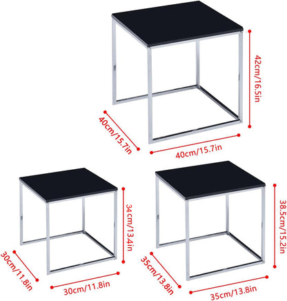 Ensemble de 3 tables gigognes Murano Gloss, noir