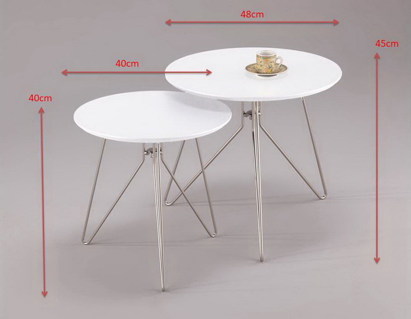 Ensemble de 2 tables gigognes rondes Alegro - Blanches 