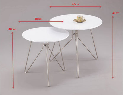 Ensemble de 2 tables gigognes rondes Alegro - Blanches 