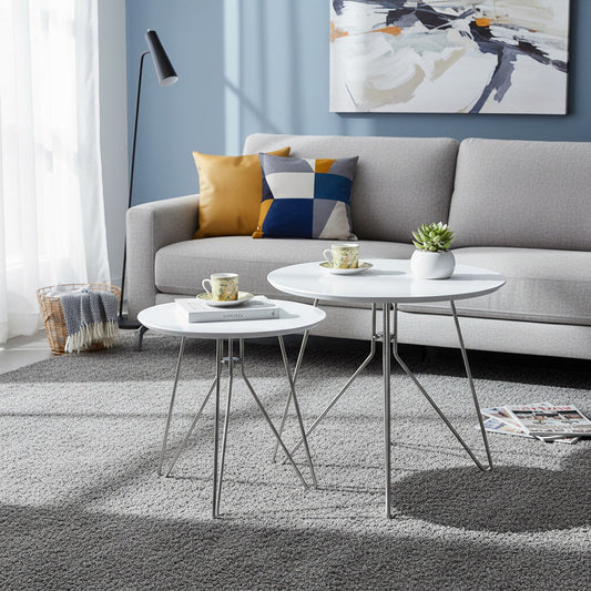 Ensemble de 2 tables gigognes rondes Alegro - Blanches 