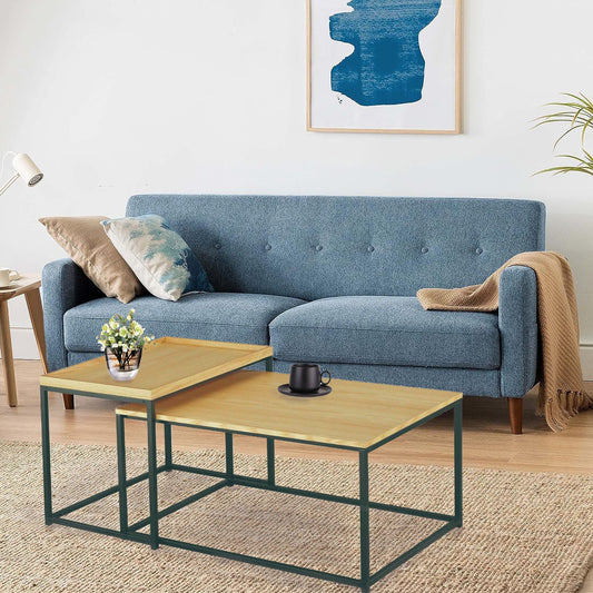 Ensemble de 2 tables basses gigognes Novani | Chêne/Noir