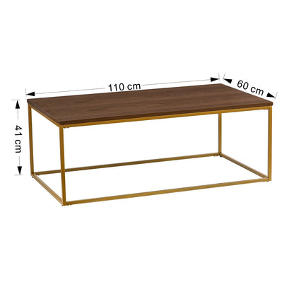 Table basse rectangulaire Regis (noyer/or, 110 x 60 x 41 (H) cm)