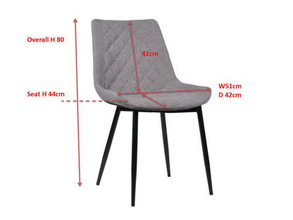 Ensemble de 2 chaises de salle à manger Melrose rembourrées, grises 