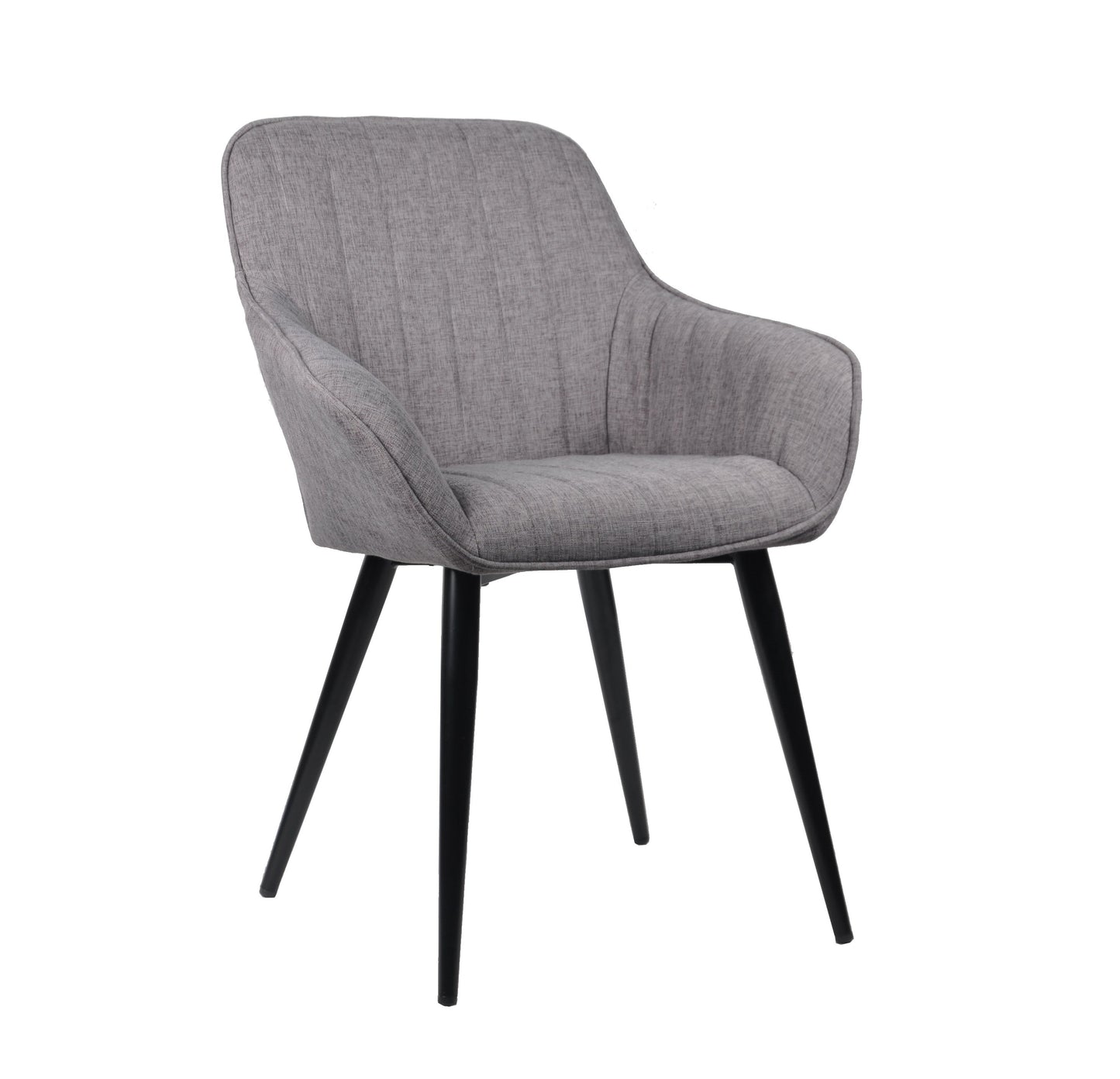 Ensemble de 2 fauteuils/chaises d'appoint/chaises de salle à manger Windsor modernes, assise en tissu gris et pieds noirs 