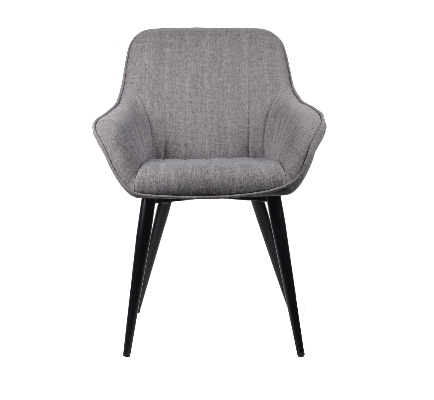 Ensemble de 2 fauteuils/chaises d'appoint/chaises de salle à manger Windsor modernes, assise en tissu gris et pieds noirs 