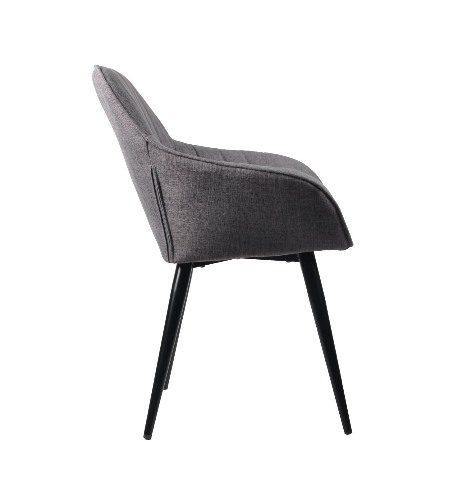 Ensemble de 2 fauteuils/chaises d'appoint/chaises de salle à manger Windsor modernes, assise en tissu gris et pieds noirs 