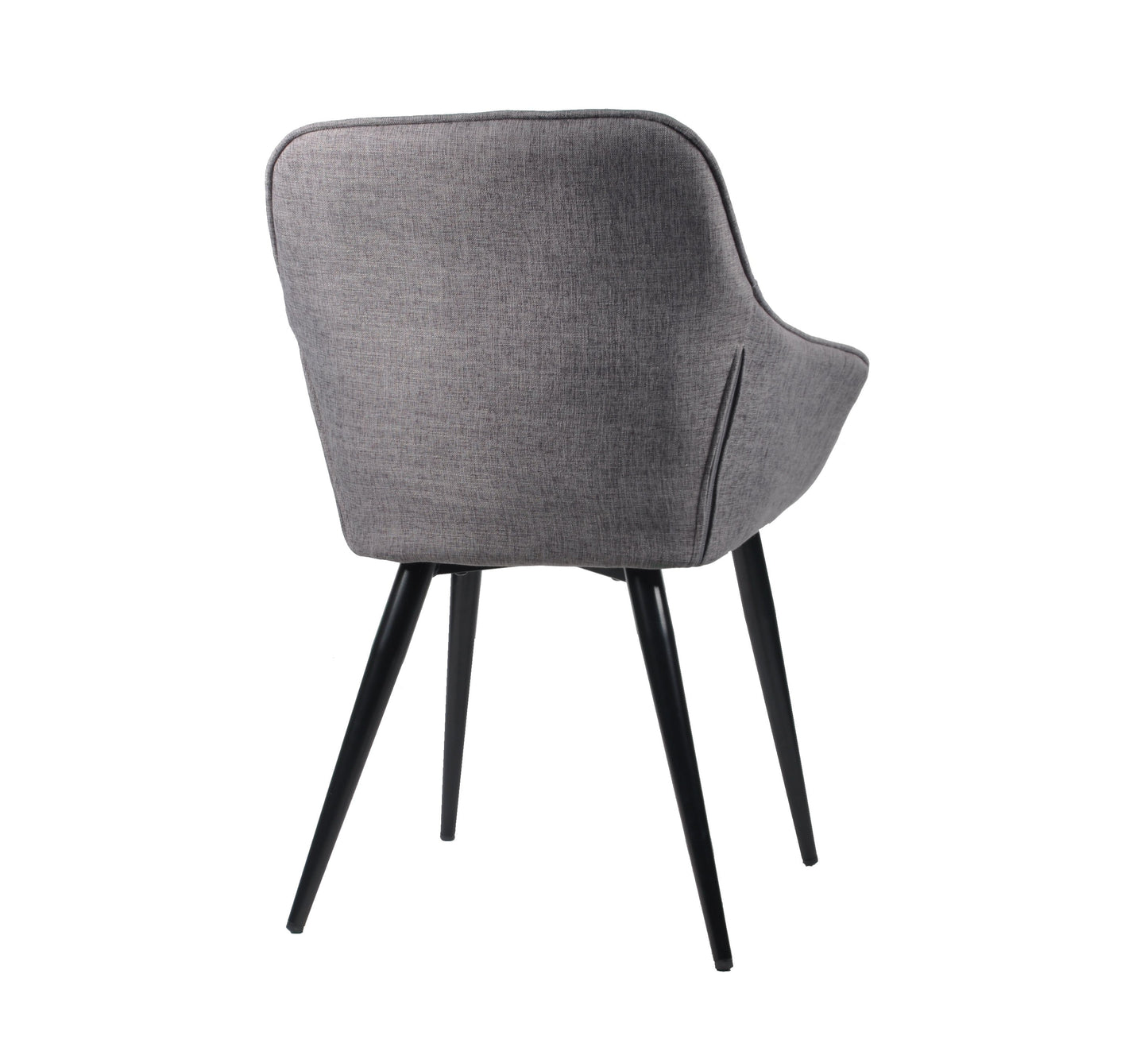 Ensemble de 2 fauteuils/chaises d'appoint/chaises de salle à manger Windsor modernes, assise en tissu gris et pieds noirs 