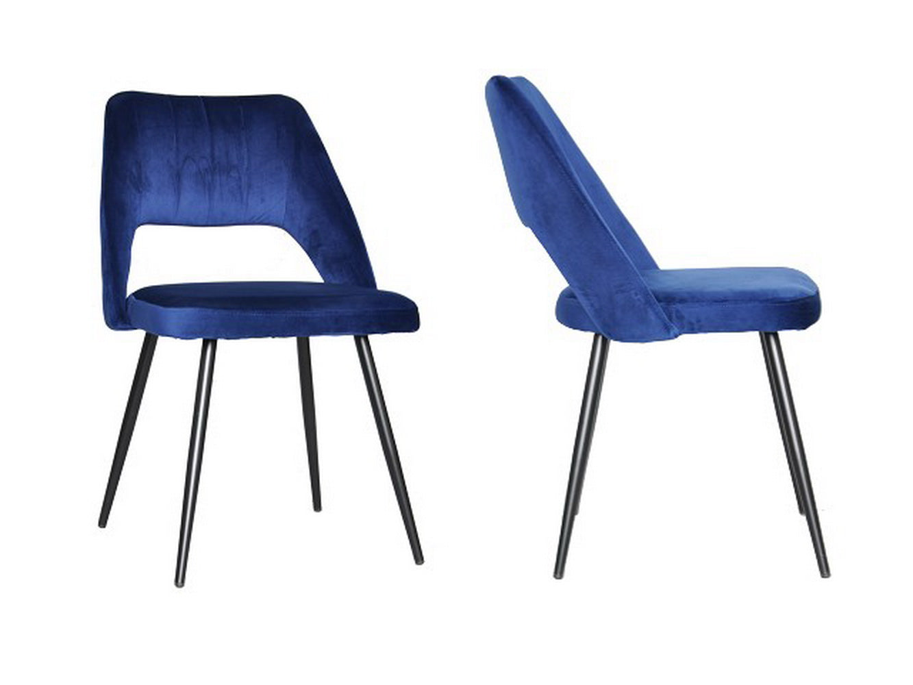 Ensemble de 2 chaises d'appoint/chaises de salle à manger Mauricette, velours bleu - CH074BL