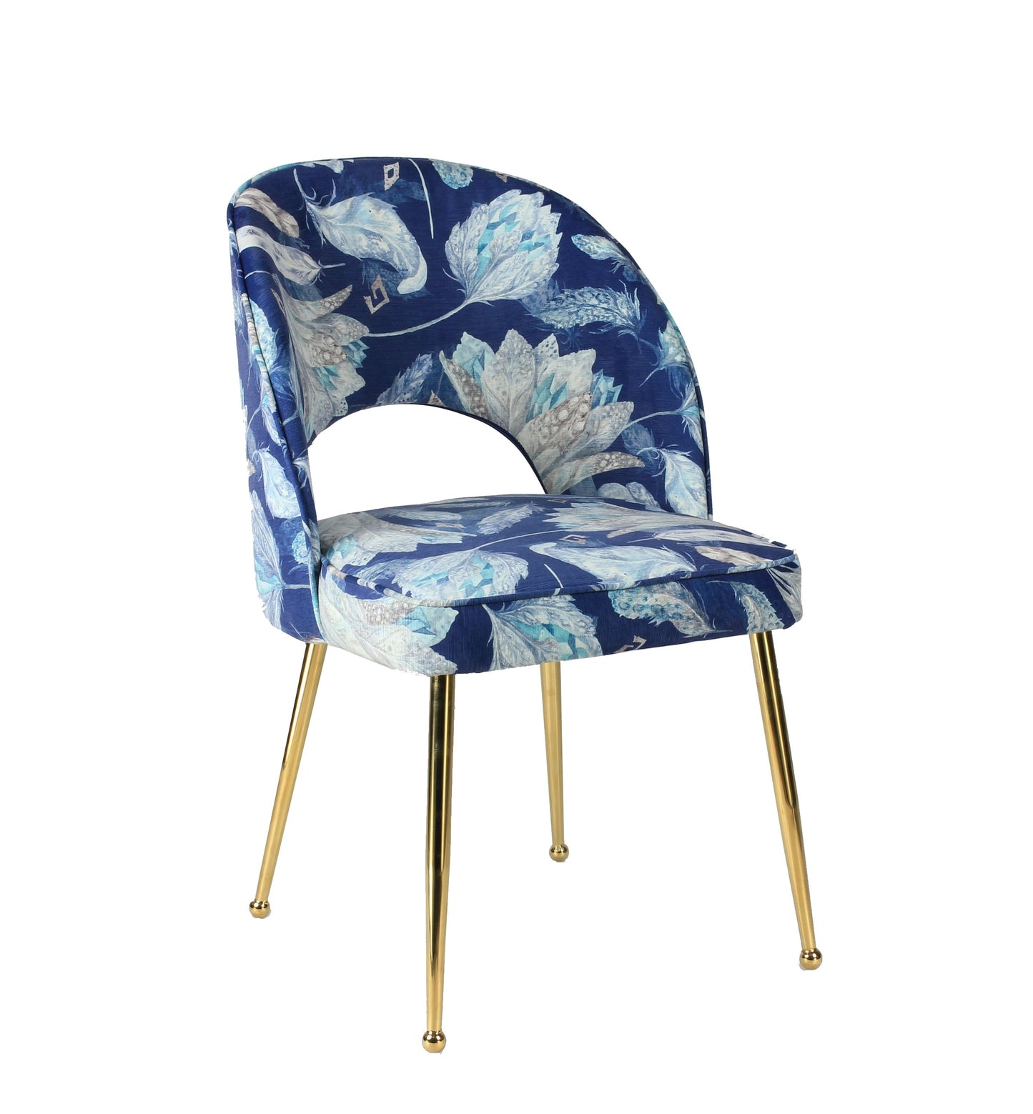 Ensemble de 2 fauteuils d'appoint bleus à motifs floraux