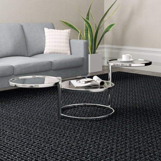 Table basse pivotante Eternity, métal chromé/transparent 