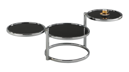 Table basse en verre Eternity avec mécanisme pivotant (chrome/noir) 