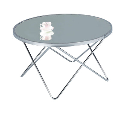 Table basse ronde Porto, métal, chrome/miroir 