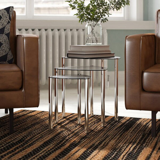 Ensemble de 3 tables gigognes Arena - Transparent 