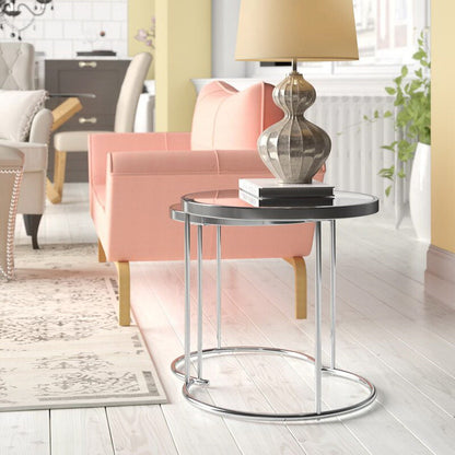 Ensemble de 2 tables gigognes rondes Visio, chromées/miroir 