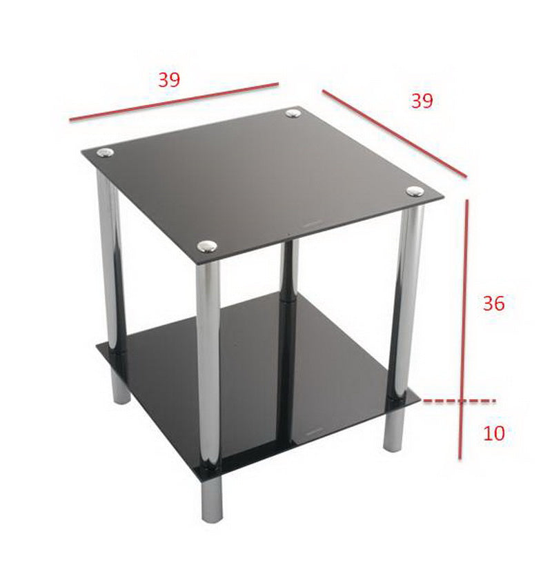 Étagère/table d'appoint en verre à 2 niveaux Matrix - Noir 