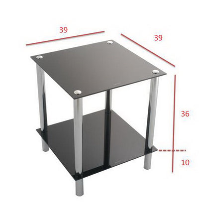 Étagère/table d'appoint en verre à 2 niveaux Matrix - Noir 